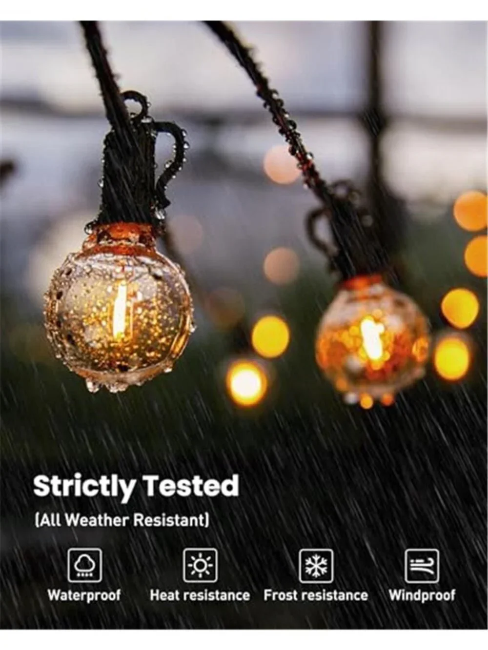 Outdoor String Lights 29Feet G40 LED Patio Lights,Plug-in,13Plastic Edison Bulbs